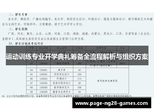 运动训练专业开学典礼筹备全流程解析与组织方案